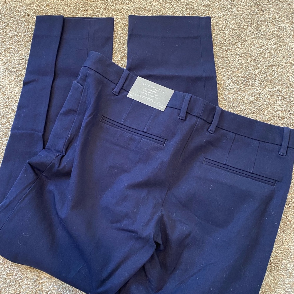 Gap slim fit cropped stretch trouser- navy